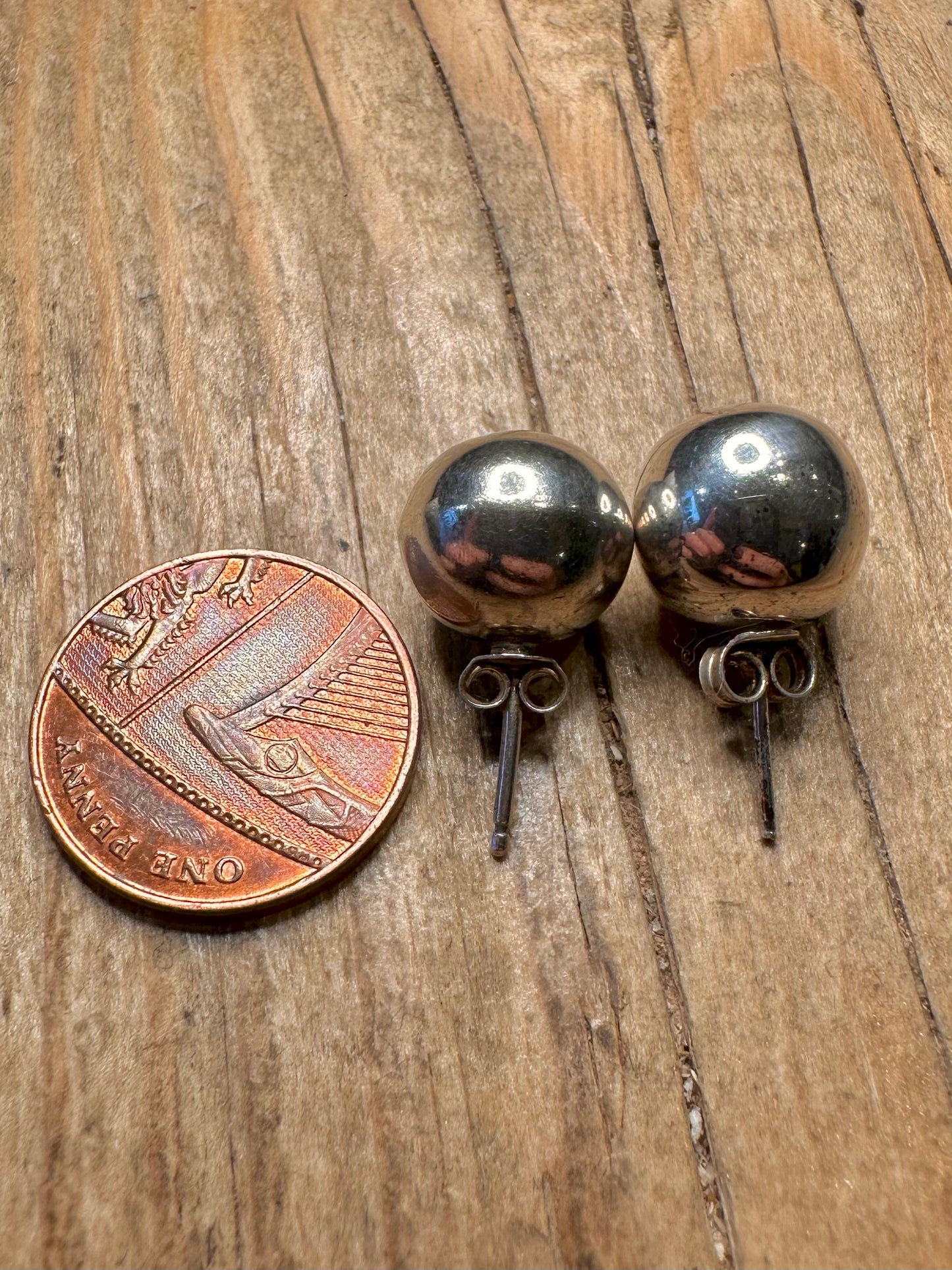 Modernist Ball Stud 925 Sterling Silver Earrings