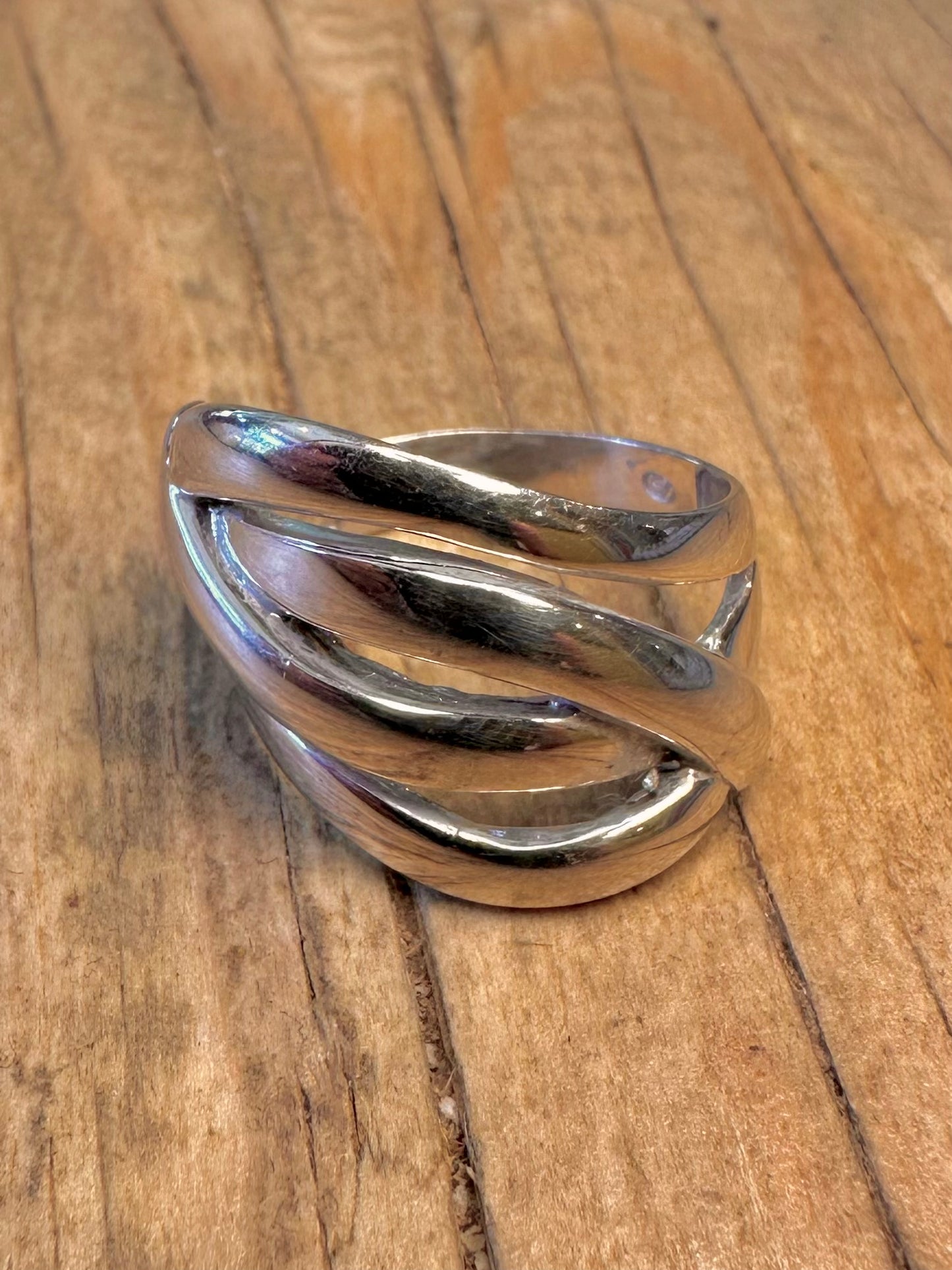 Abstract Layer 925 Sterling Silver Size N Ring
