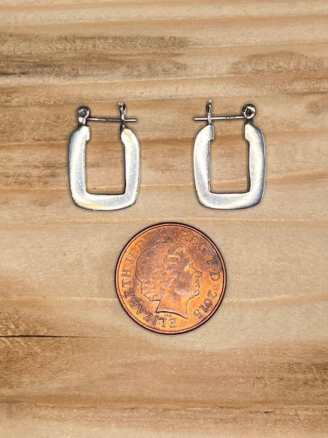 Small Flat Square 925 Sterling Silver Hoop Earrings