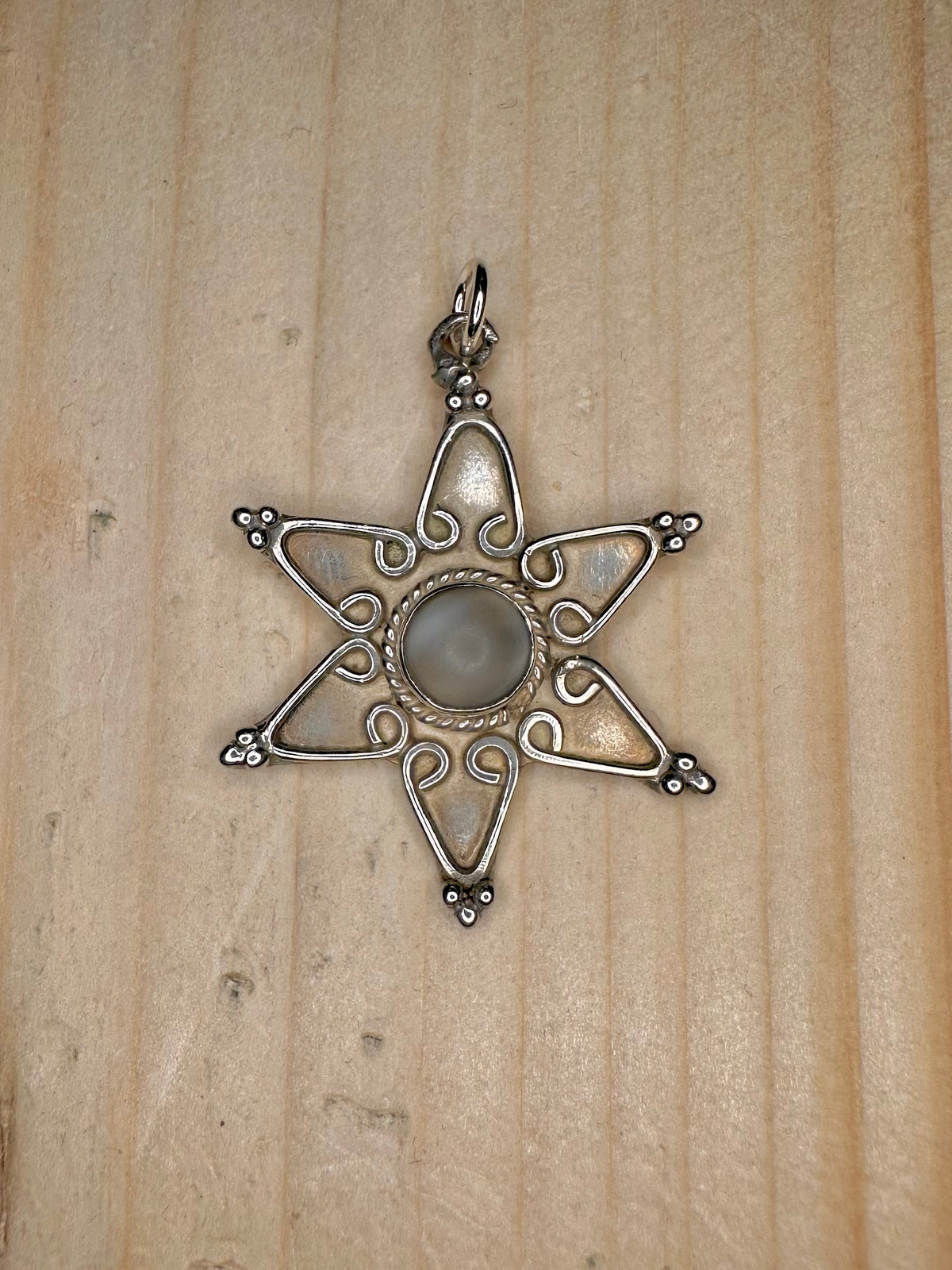 White Moonstone Star 925 Sterling Silver Pendant