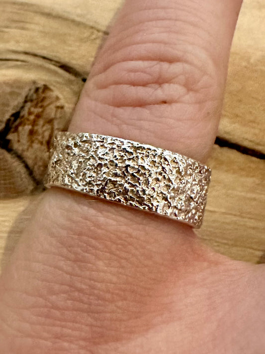 Modern Textured Band 925 Silver Size K1/2 Ring