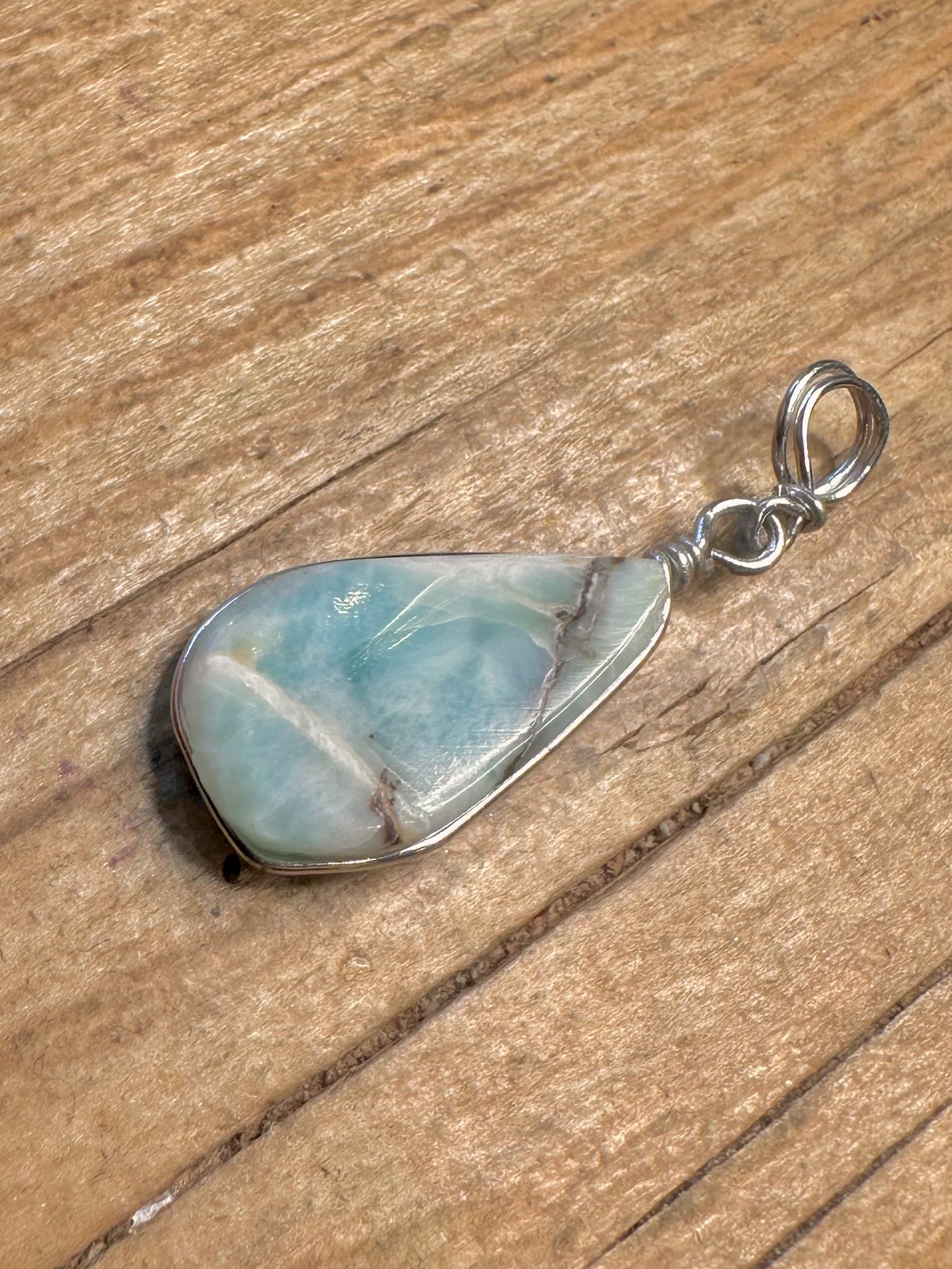 Modern Larimar 925 Sterling Silver Pendant