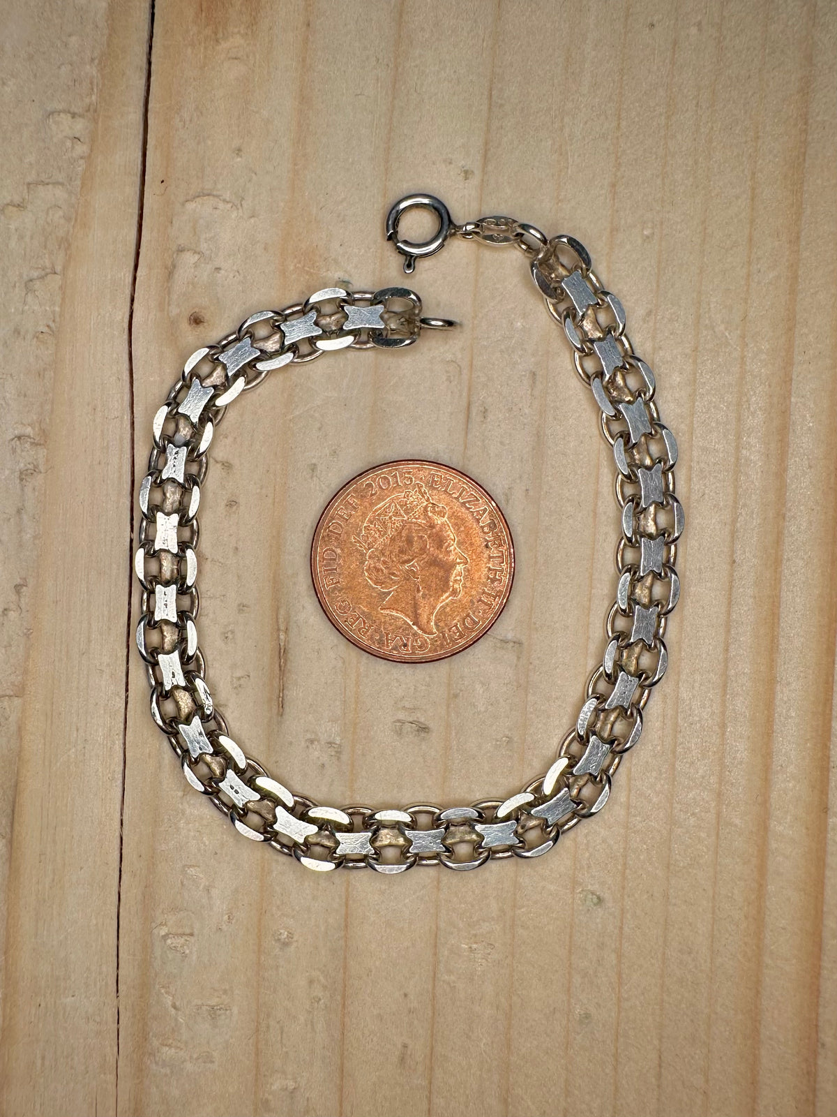 Flat Multi Link 925 Sterling Silver 7.25 inch Bracelet