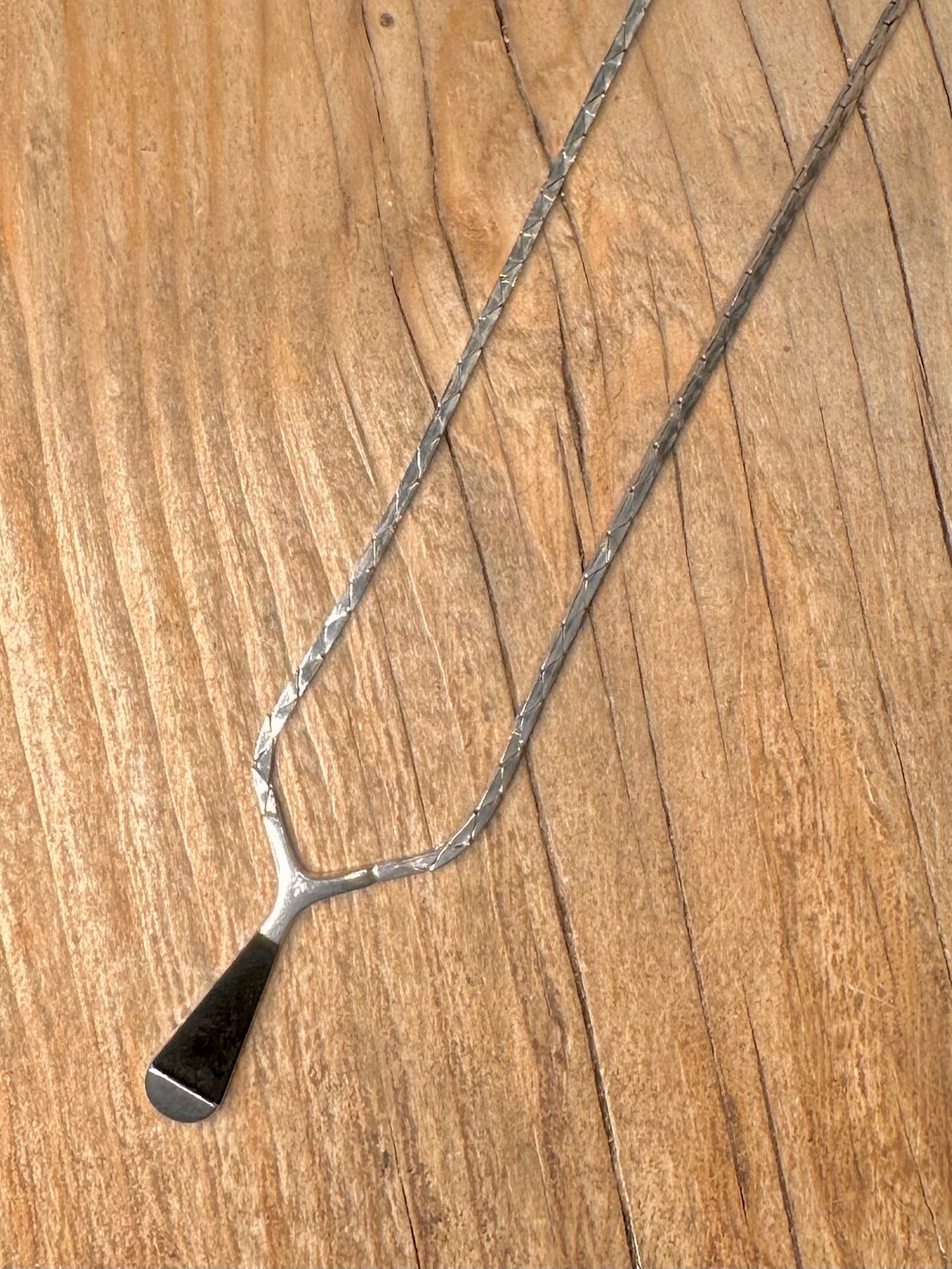 Vintage 1978 Onyx einzigartige flache Gliederkette aus 925er Sterlingsilber, 40 cm lang