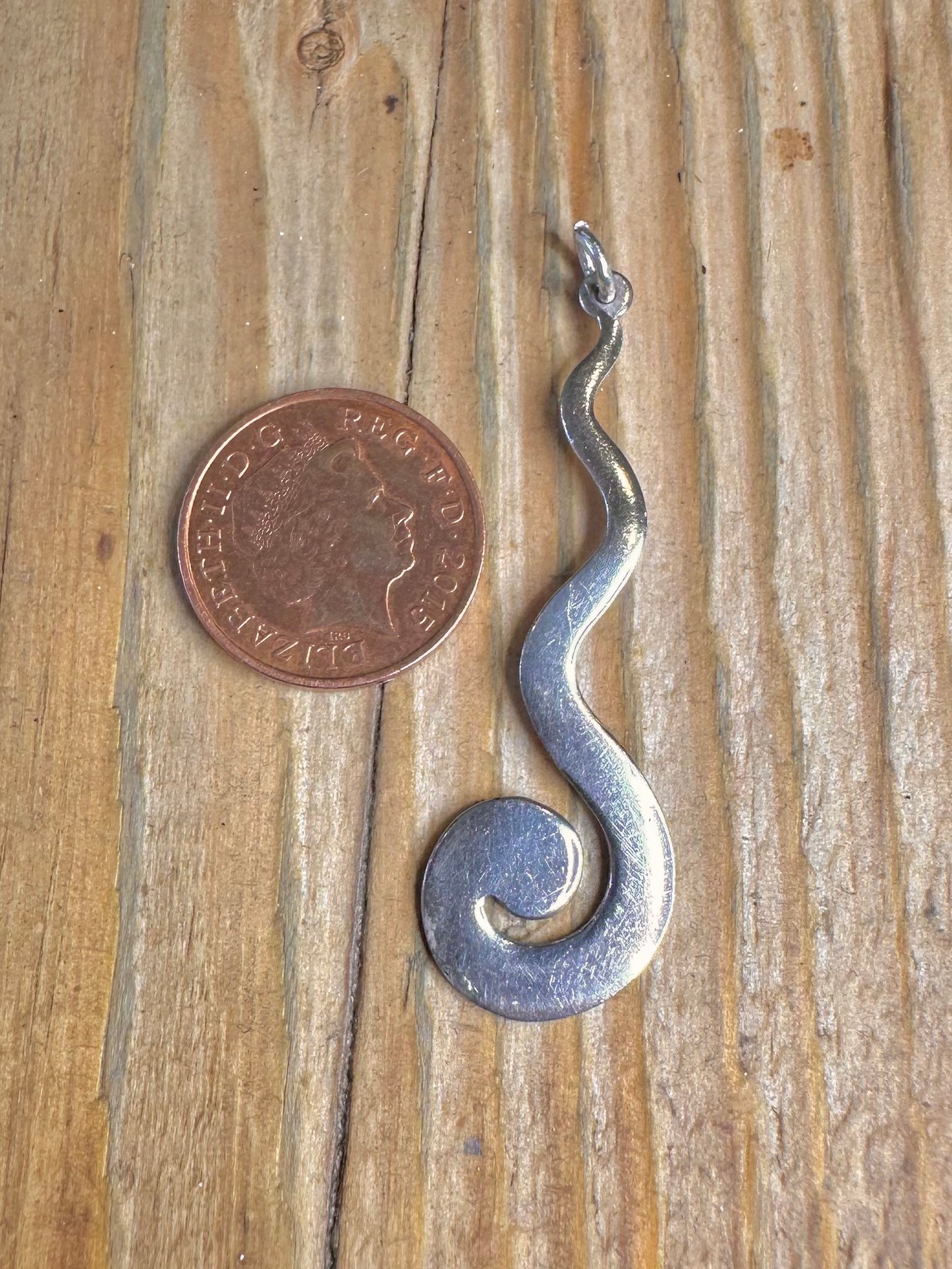Long Swirl 925 Sterling Silver Pendant