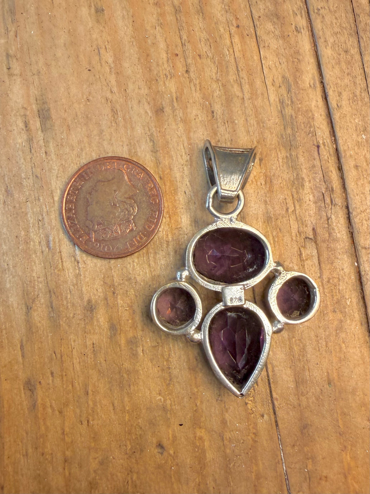 Purple Faceted Amethyst 925 Sterling Silver Pendant