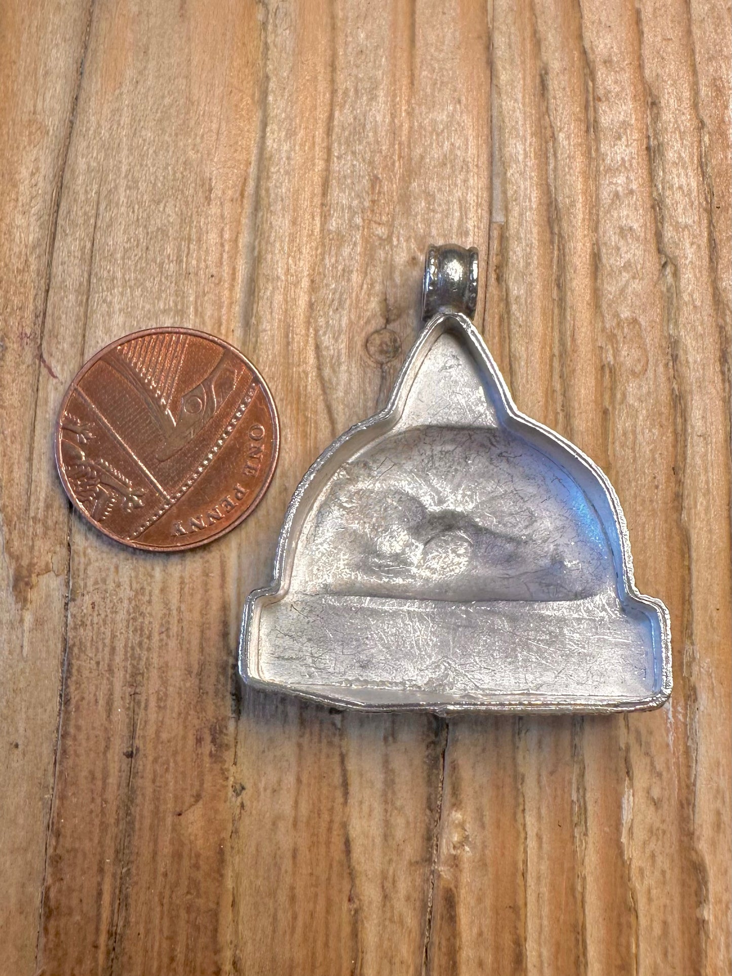 Vintage Buddha Face Triangle 925 Sterling Silver Pendant