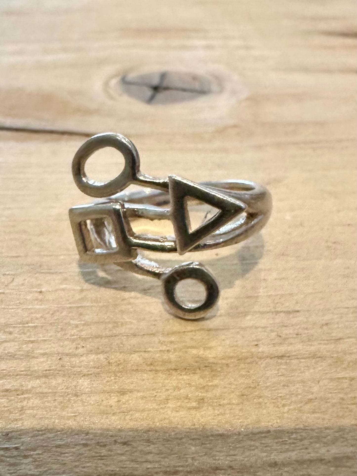 Abstract Multi Shapes 925 Silver Size M Ring