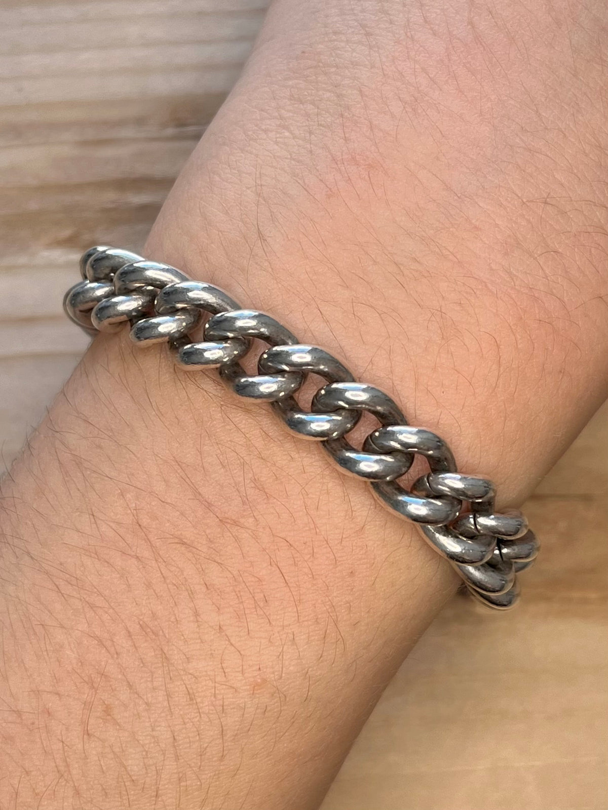 Chunky T-Bar Chain Albert Clasp 925 Sterling Silver 8.3 Inch Bracelet