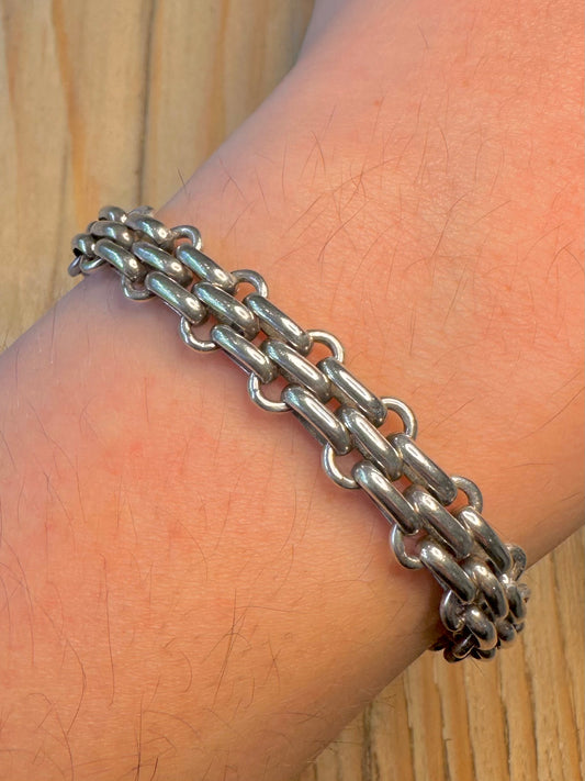 Vintage Multi Chain Link 925 Sterling Silver 7.8 inch Bracelet