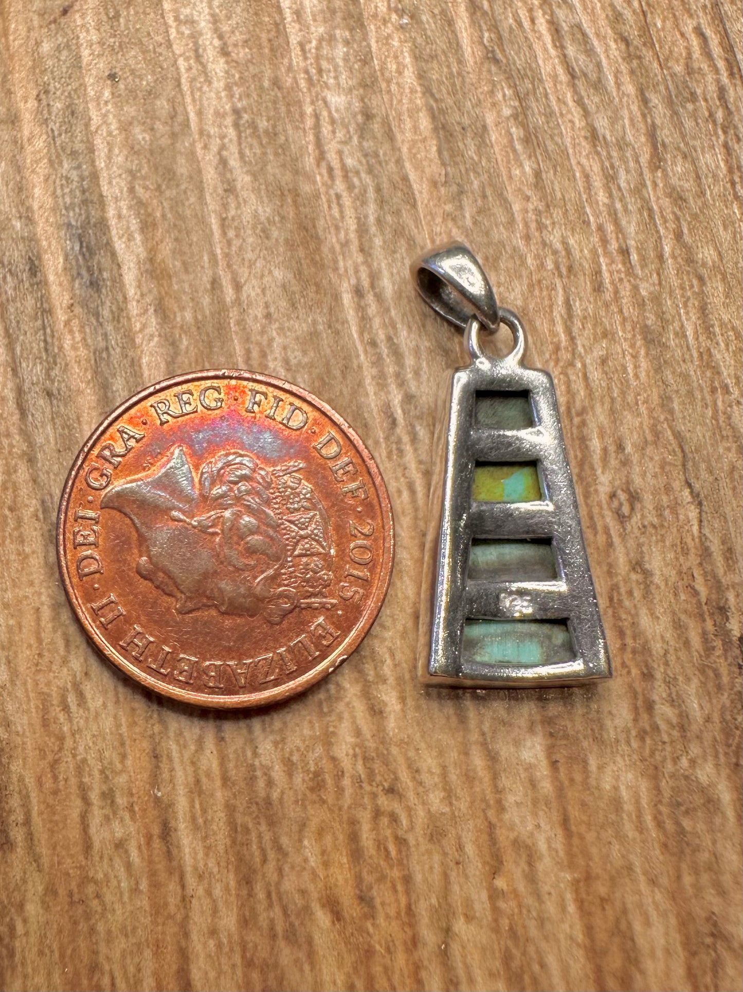 Vintage Turquoise Rectangle 925 Sterling Silver Pendant