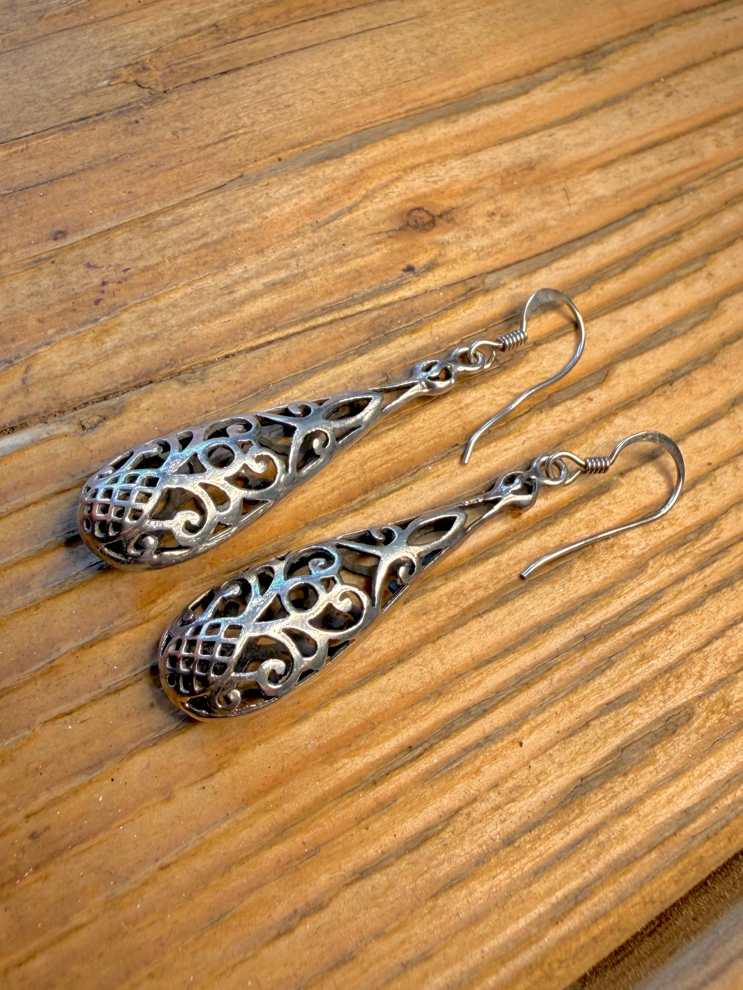 Dangle Filigree 925 Sterling Silver Earrings