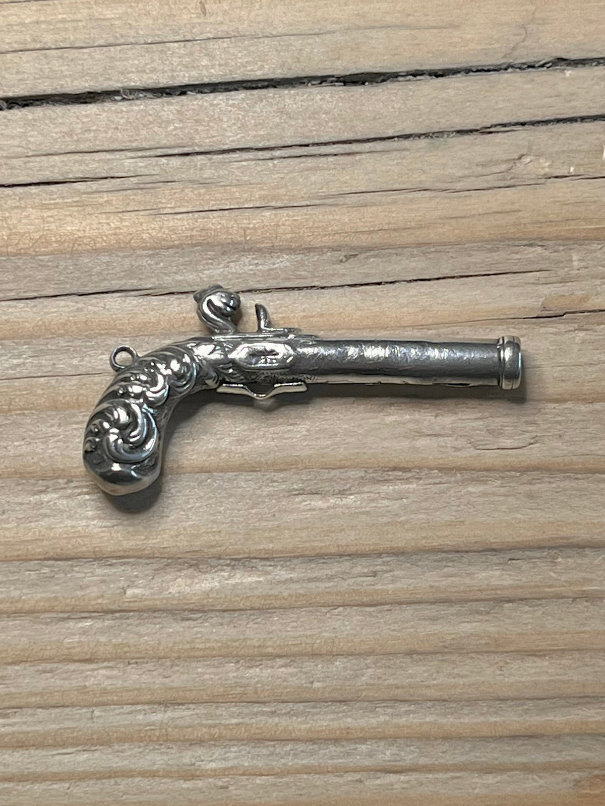 Victorian Pistol Toothpick Articulated 925 Sterling Silver Pendant