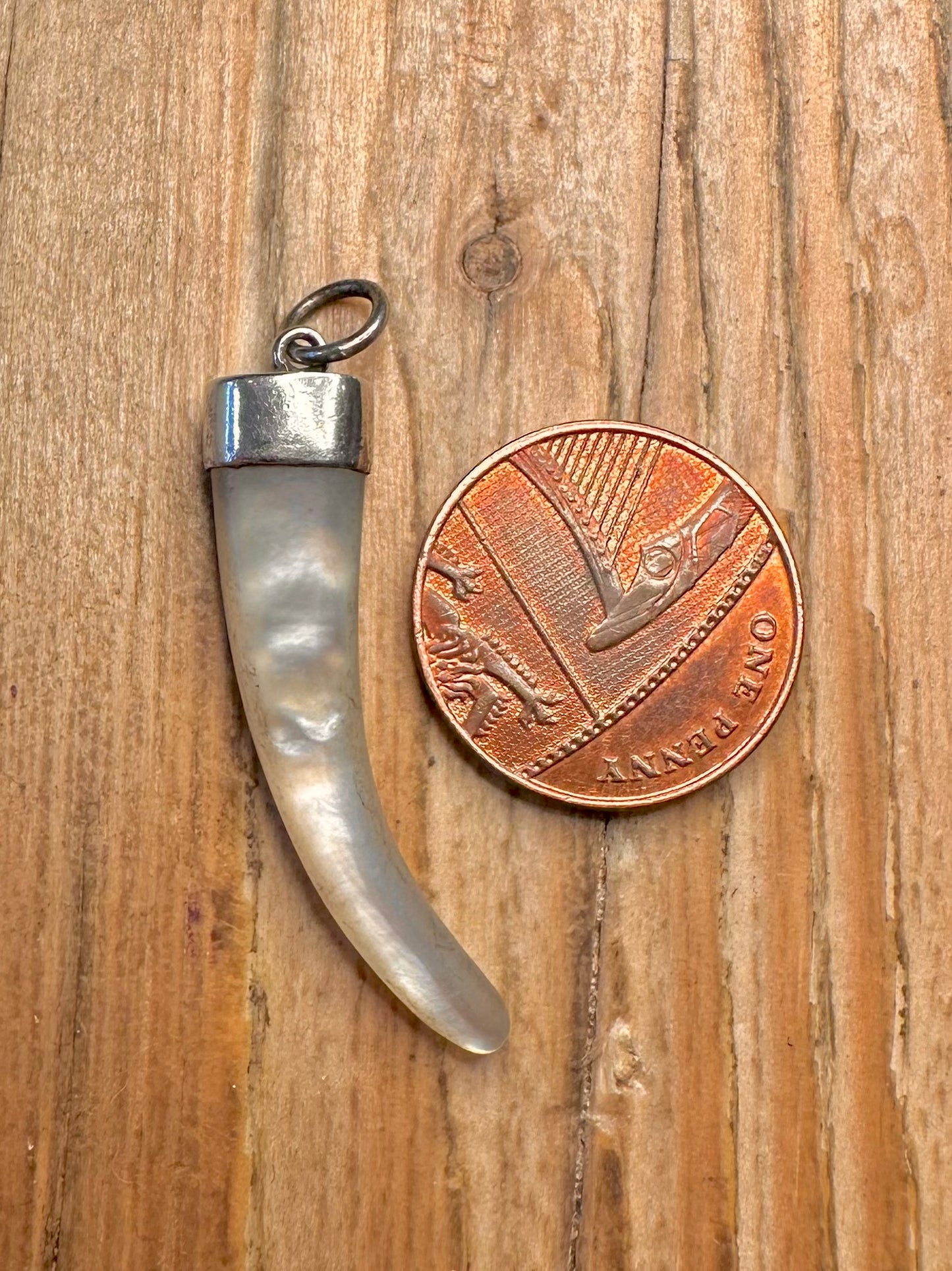 Vintage Mother of Pearl Claw 925 Sterling Silver Pendant