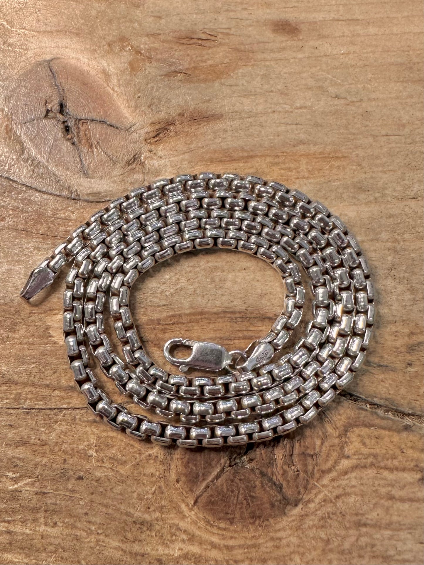 Vintage Unique Box Chain 925 Silver 17.8 inch Necklace