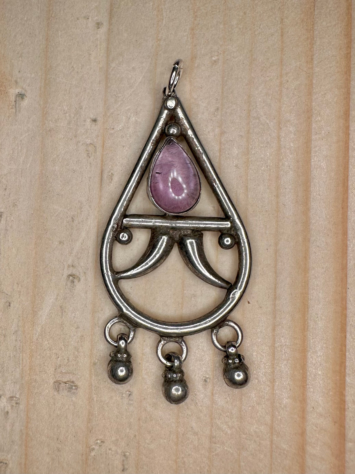 Amethyst Teardrop Ornate 925 Sterling Silver Pendant