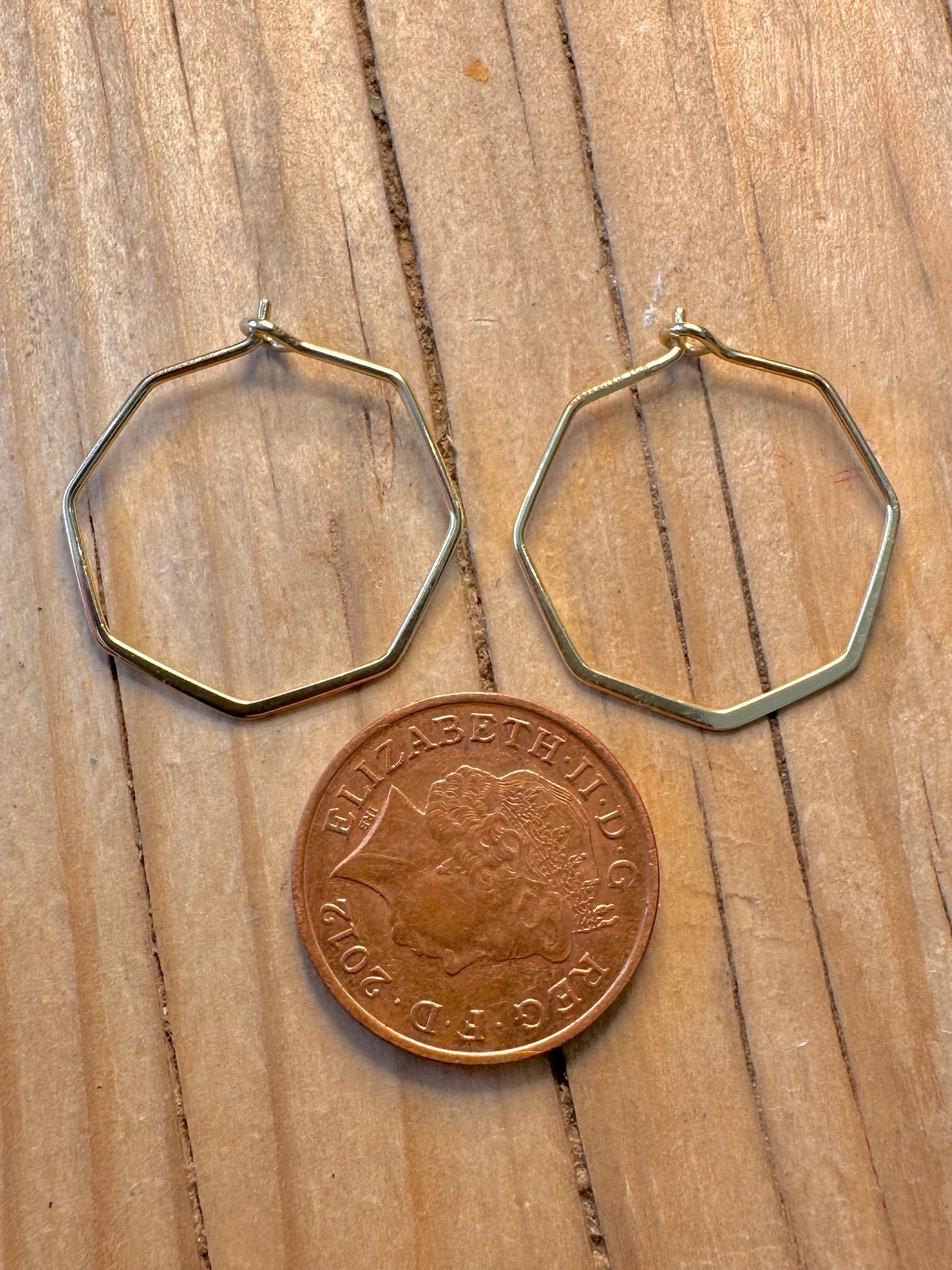 Abstract Geometric Gold on 925 Silver Hoop Earrings