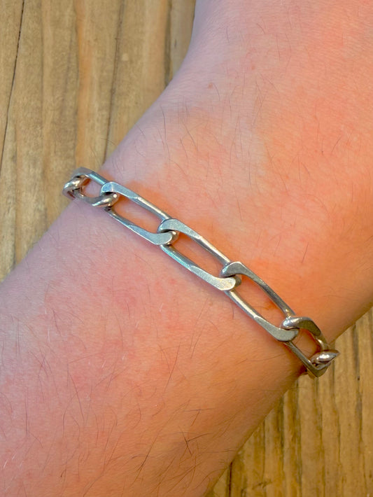 Elongated 1976 Link Chain Maker BLJ 925 Sterling Silver 7.5 inch Bracelet