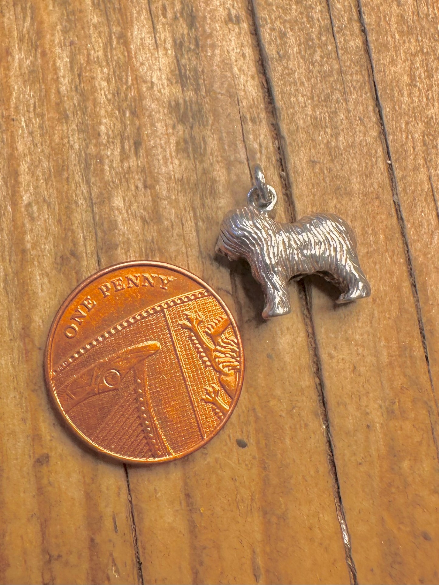 Old English Sheepdog 925 Sterling Silber Charm-Anhänger