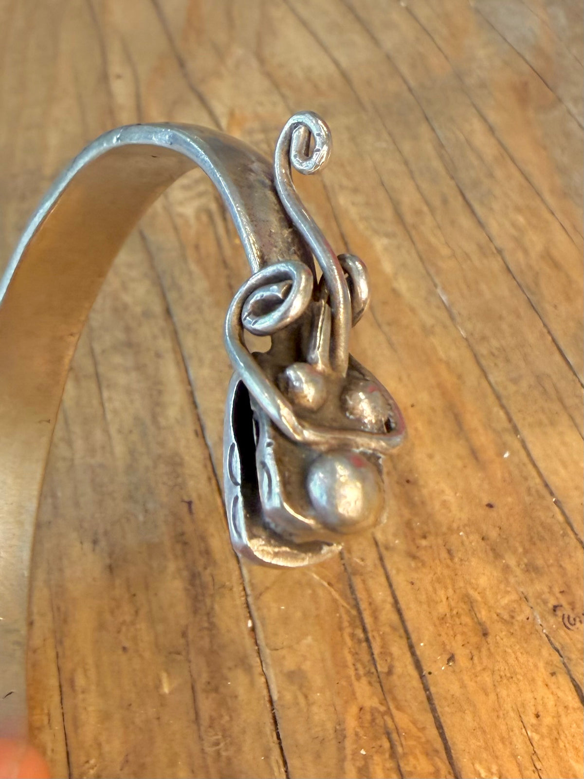 Double Headed Dragon Engraved Heavy Cuff Silver Bangle