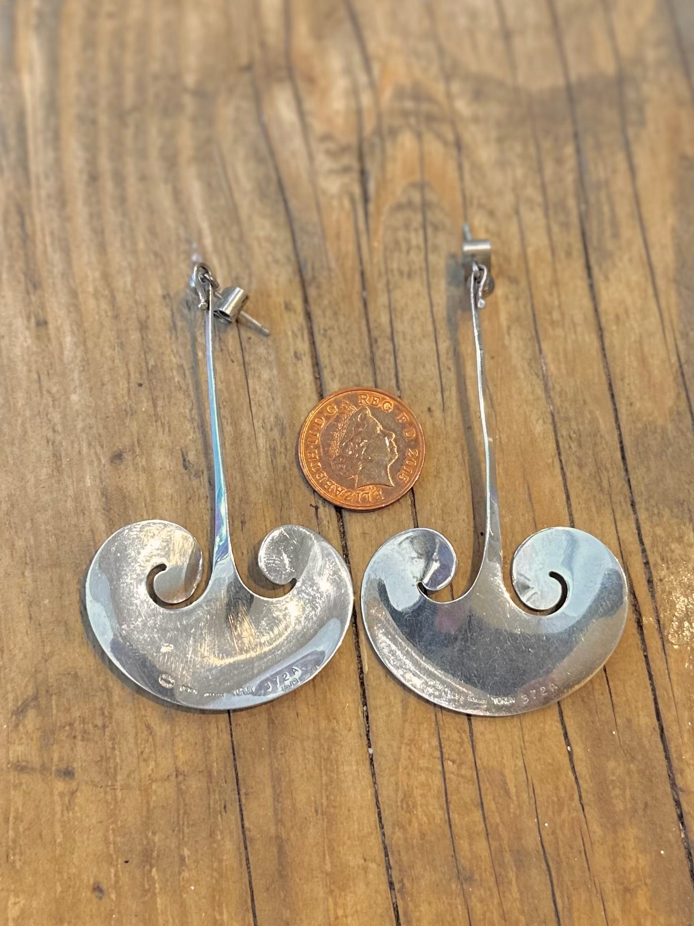 Rare Georg Jensen 1990 by Torun Denmark No 372A 925 Sterling Silver Earrings