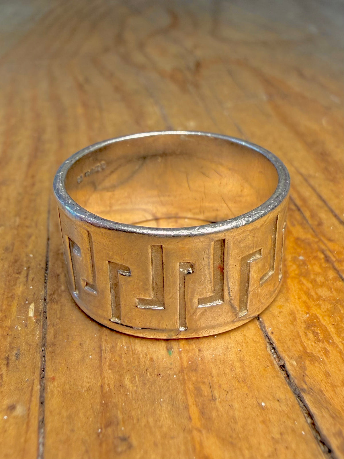 Thick 2004 Greek Key Band 925 Sterling Silver Size X1/2 Ring