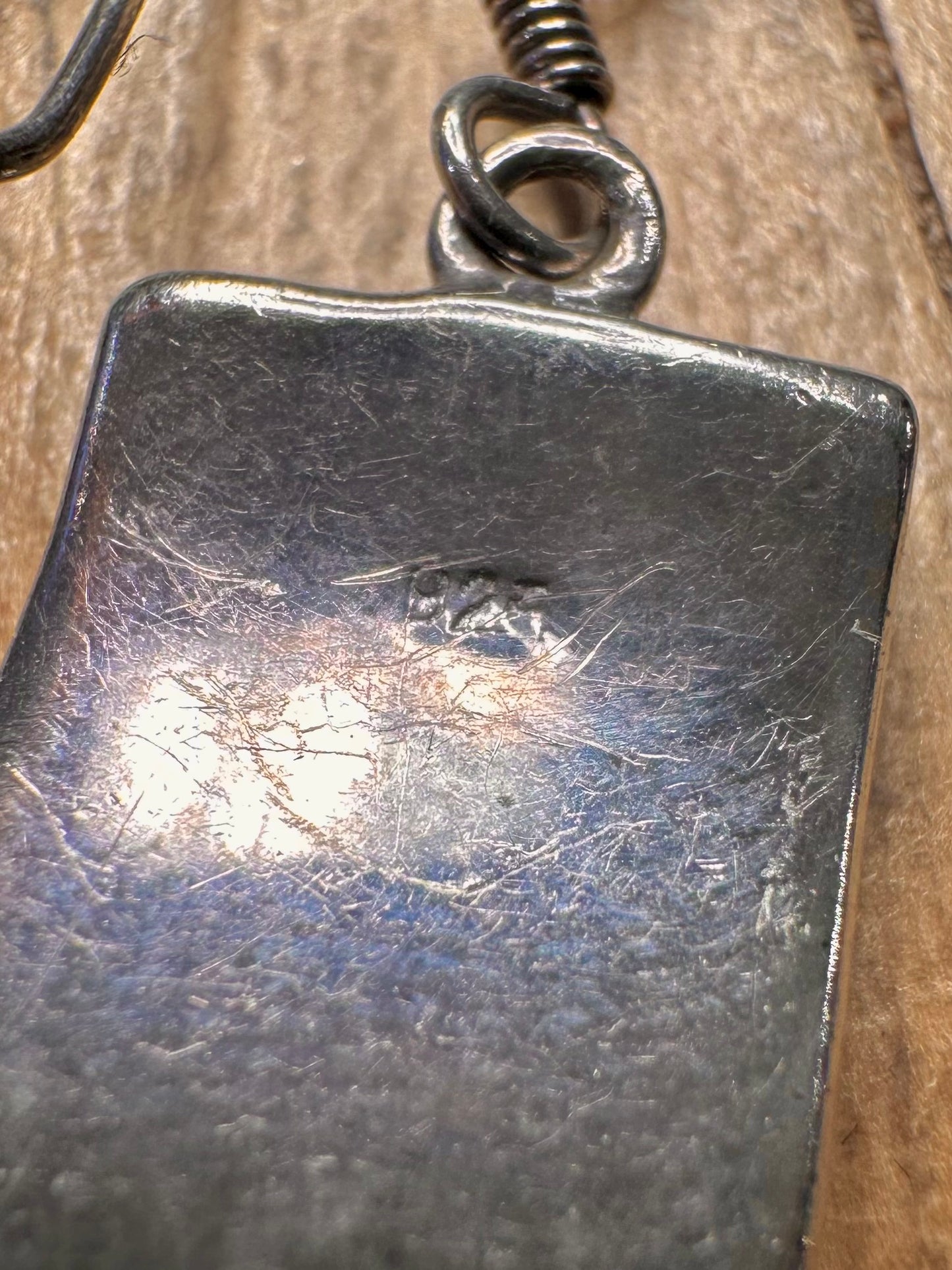 Modernist Multi Coloured Mother of Pearl Wavy 925 Sterling Silver Earrings