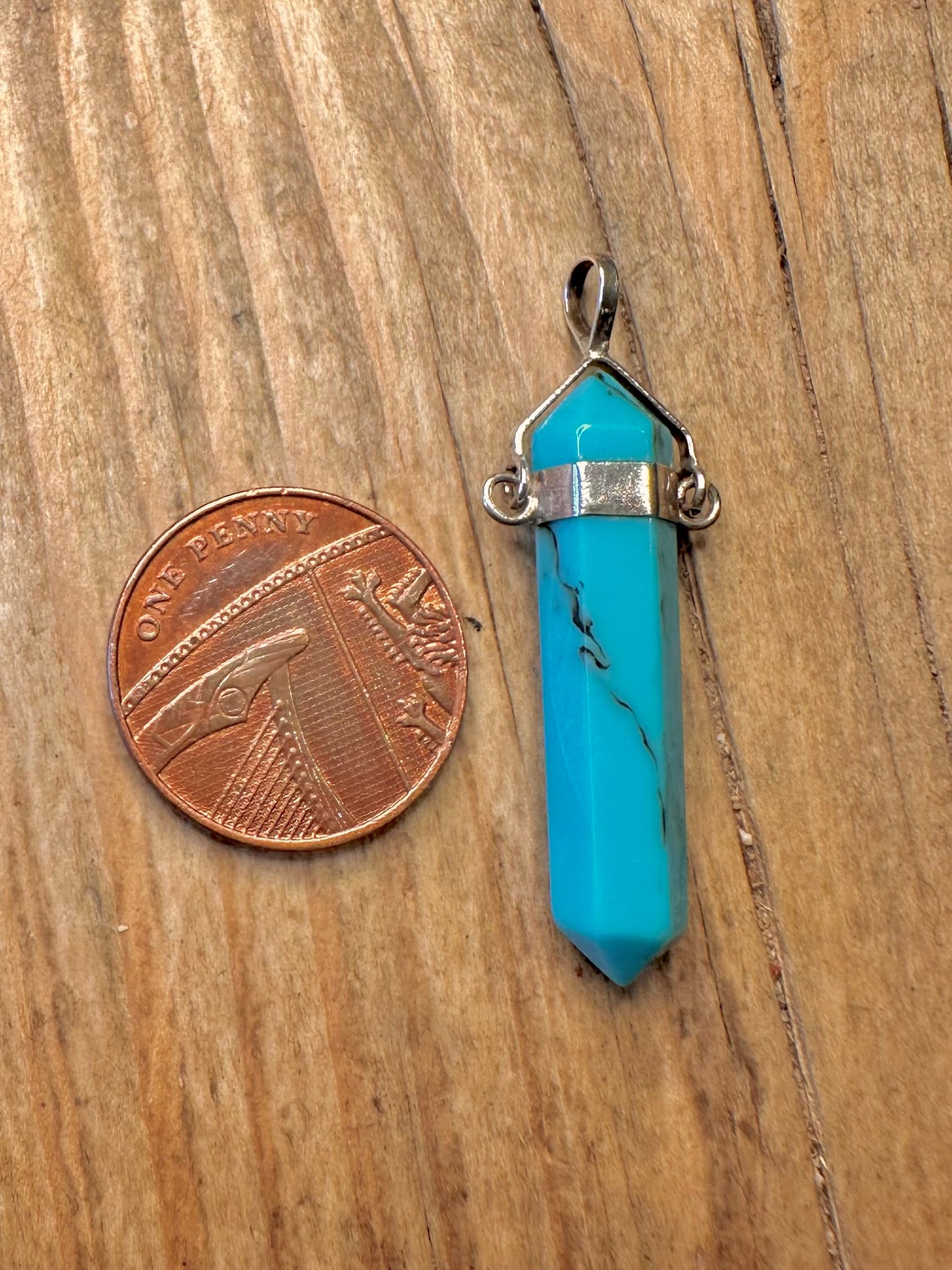 Vintage Howlite Point 925 Sterling Silver Pendant