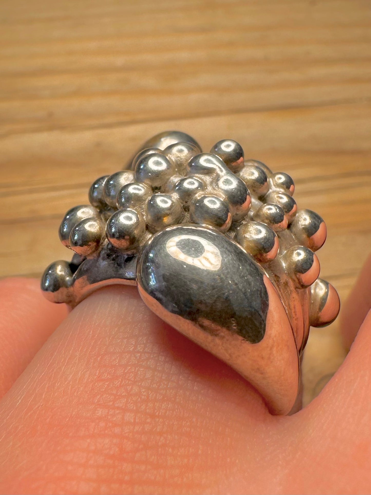 Abstract Bubble Cluster d’Argenta Hollow 925 Sterling Silver Size P Ring