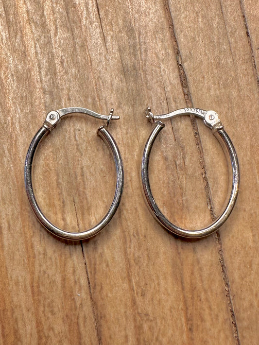 Vintage Oval Hoops 925 Sterling Silver Earrings