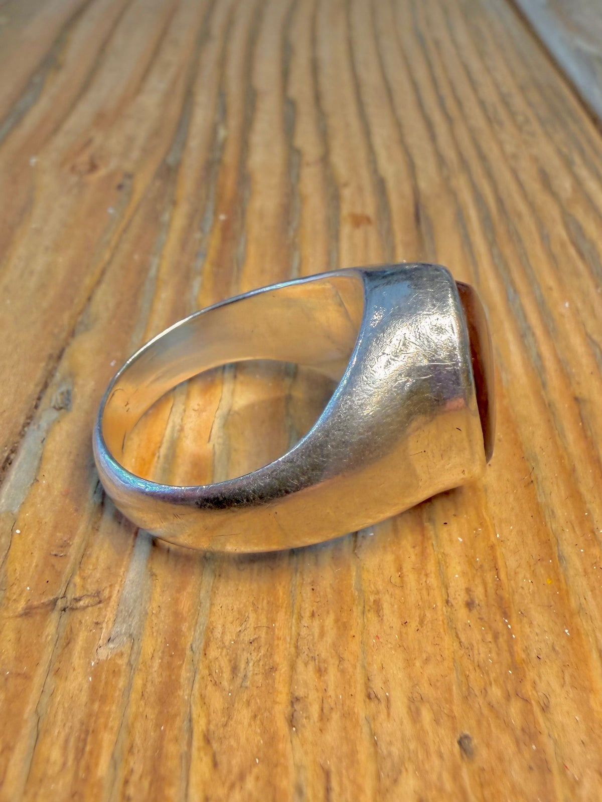 Fire Agate Signet Heavy 925 Sterling Silver Size V Ring