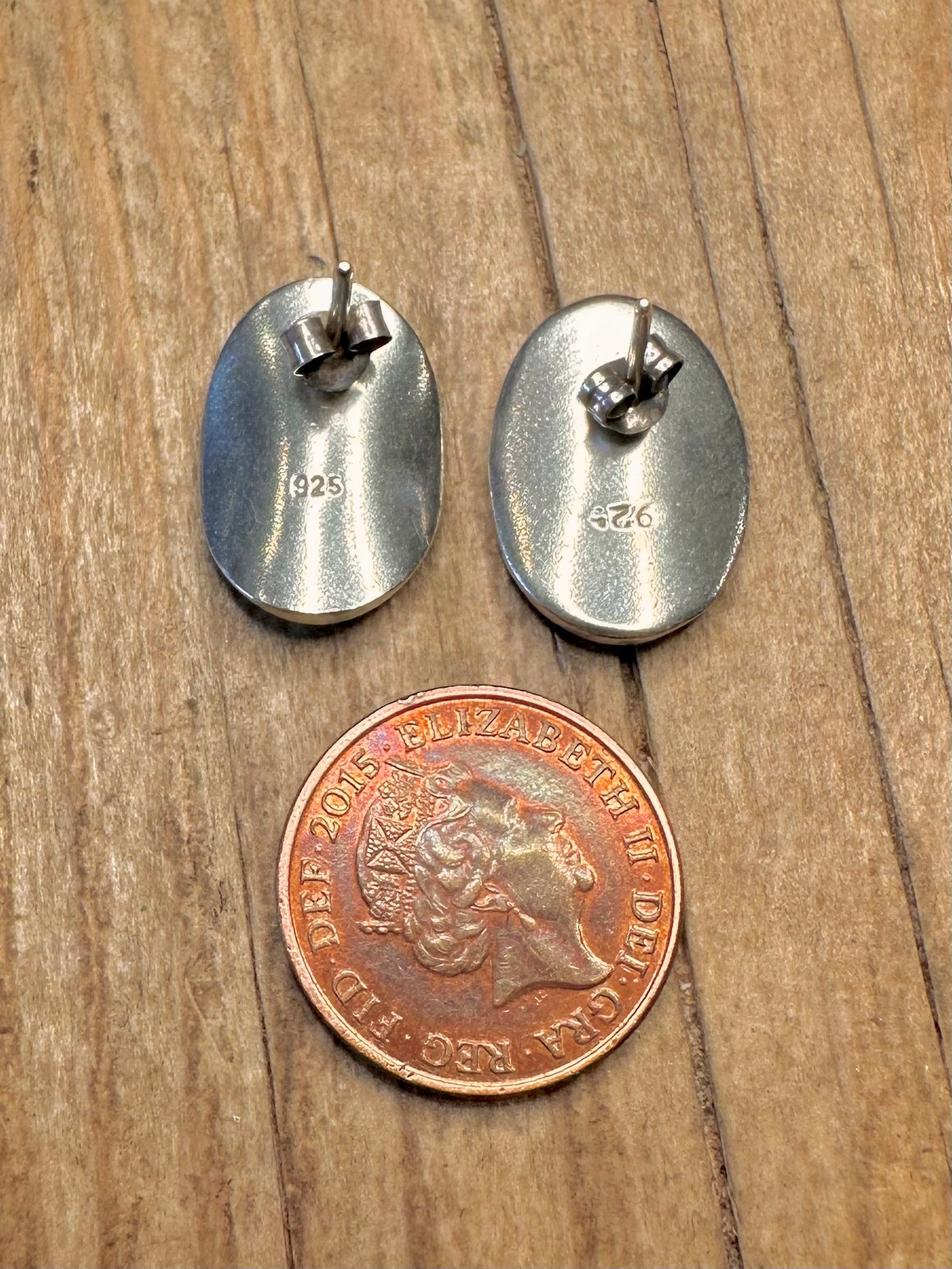 Modernist Oval Curved 925 Sterling Silver Earrings