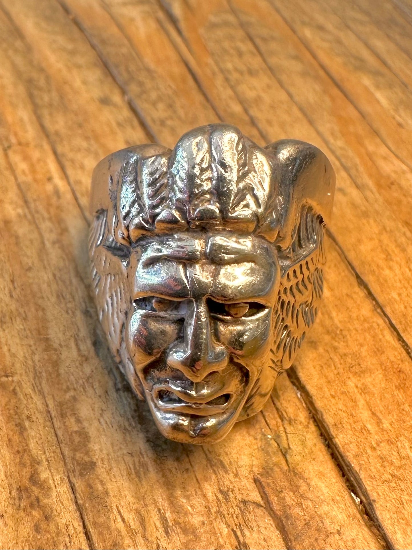 Indianer Kopf 925 Sterling Silber Ring Größe P
