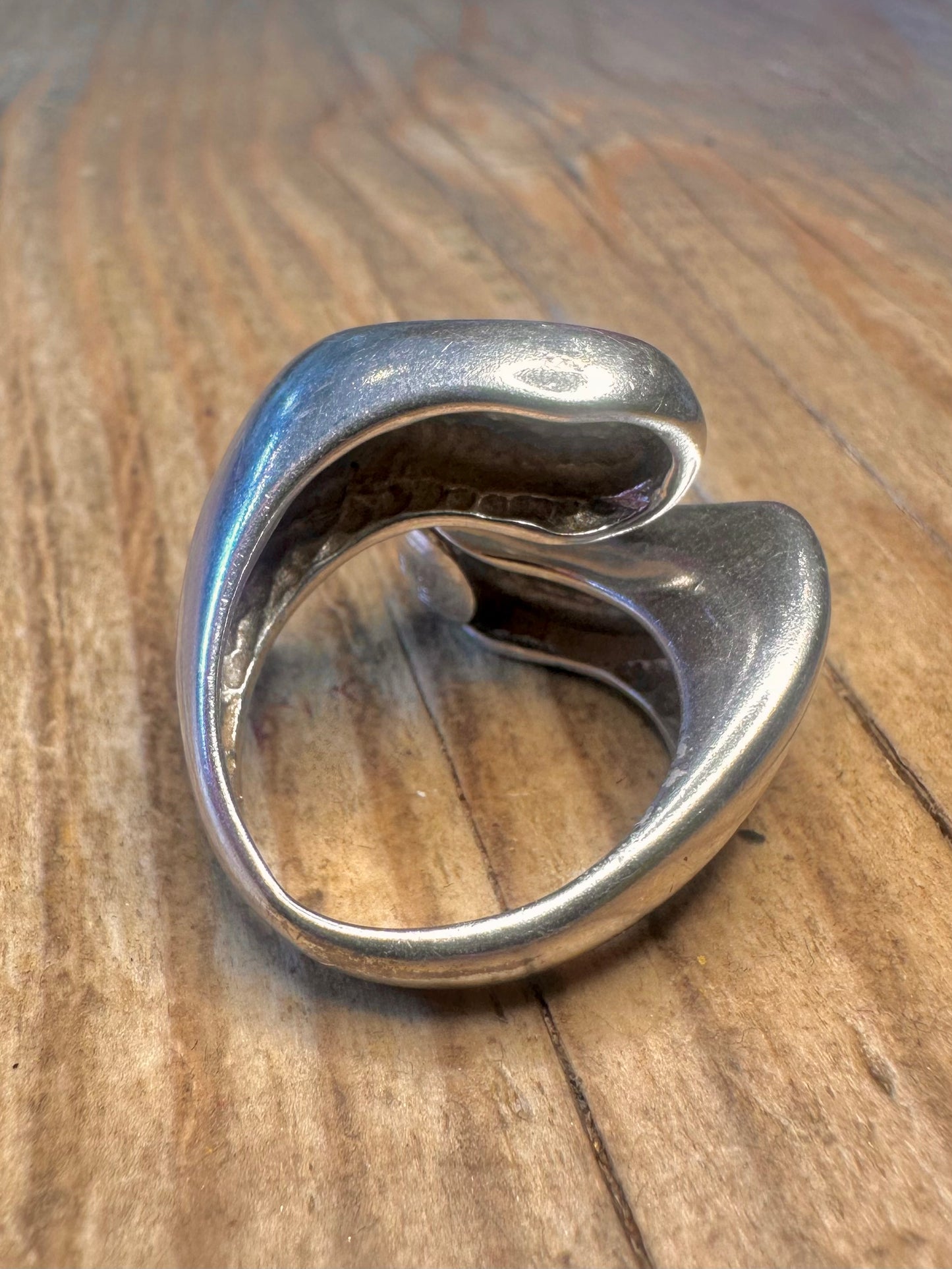Abstrakter klobiger überlappender Maker Cobi 925 Sterling Silber Größe R Ring