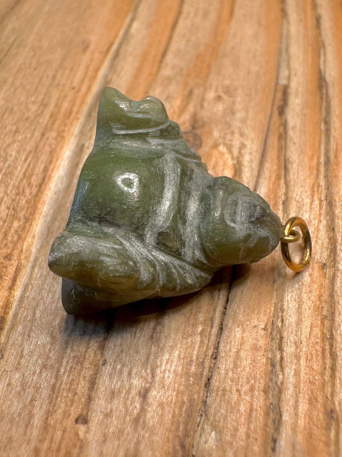 Vintage Jade Buddha Gold Loop Pendant