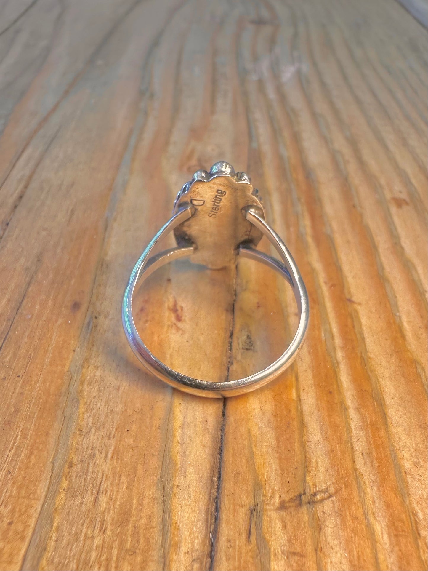 Navajo Pink Mother of Pearl Braided Rope Setting 925 Sterling Silver Maker D Size R Ring