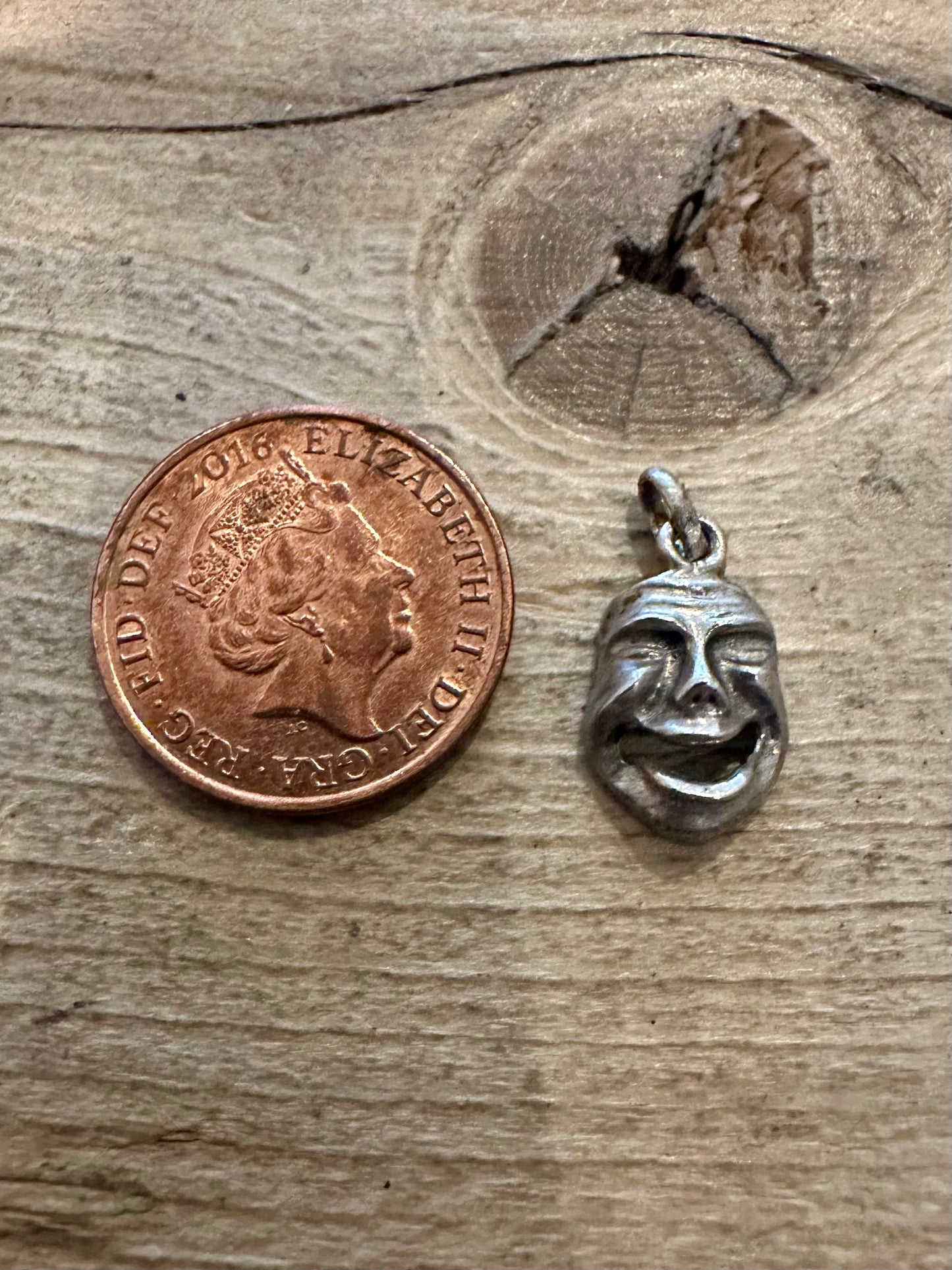 Vintage Face 925 Silver Charm Pendant