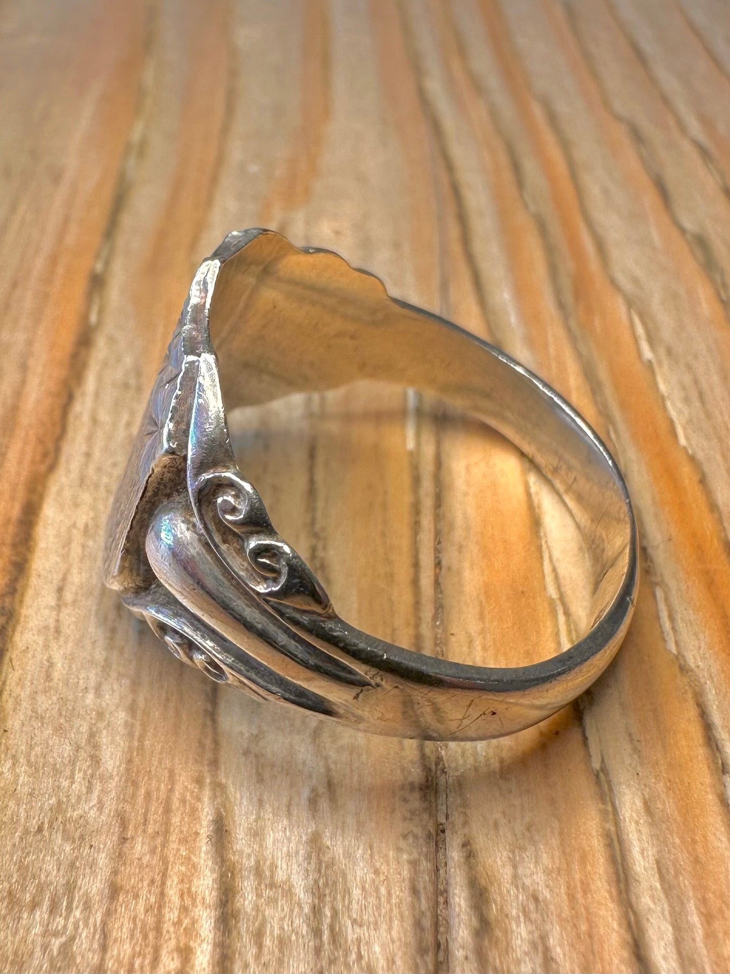 Vintage 1976 Star Engraved Signet 925 Sterling Silver Size W1/2 Ring