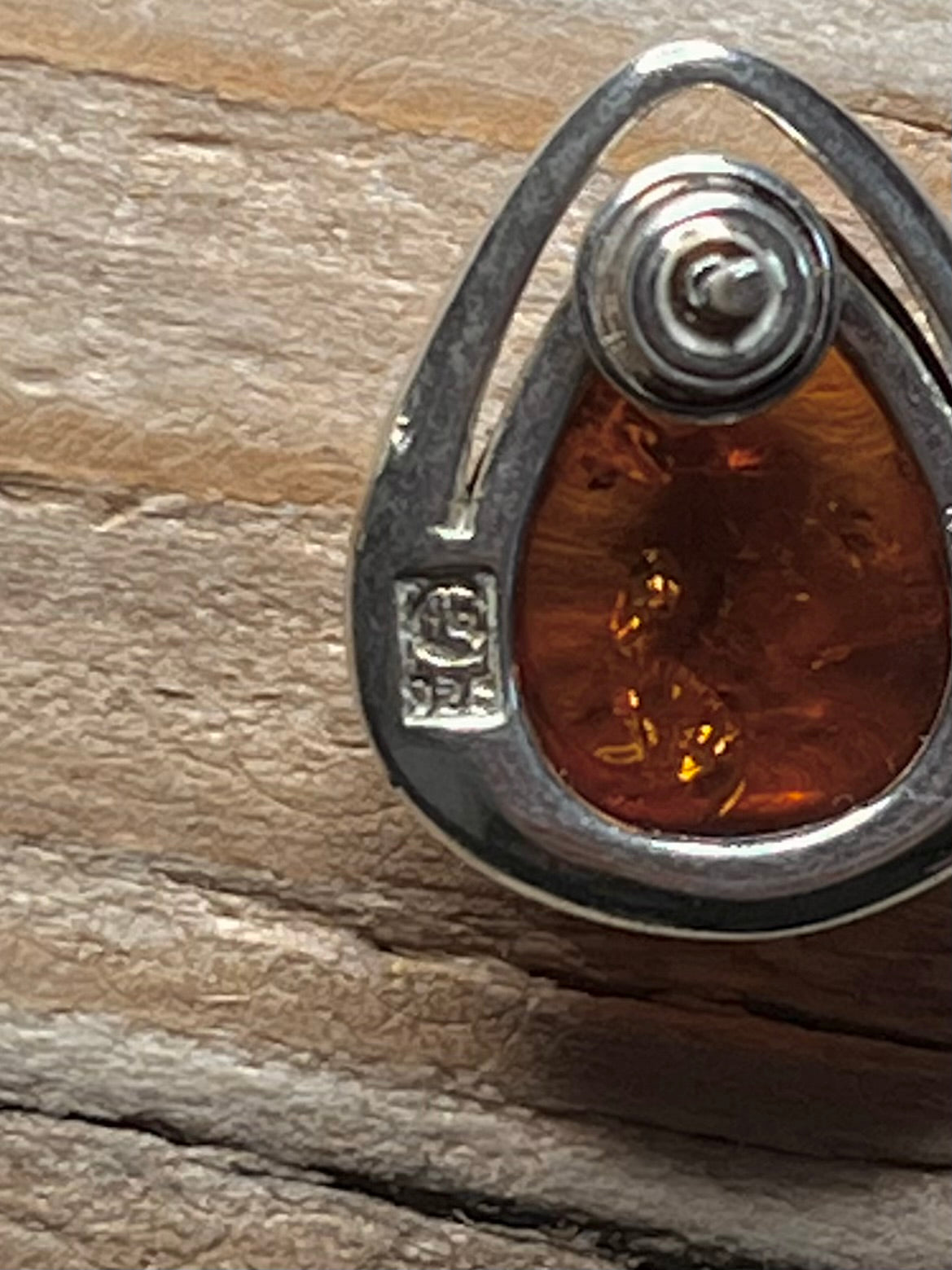 Tear Drop Shaped Amber 925 Sterling Silver Stud Earrings