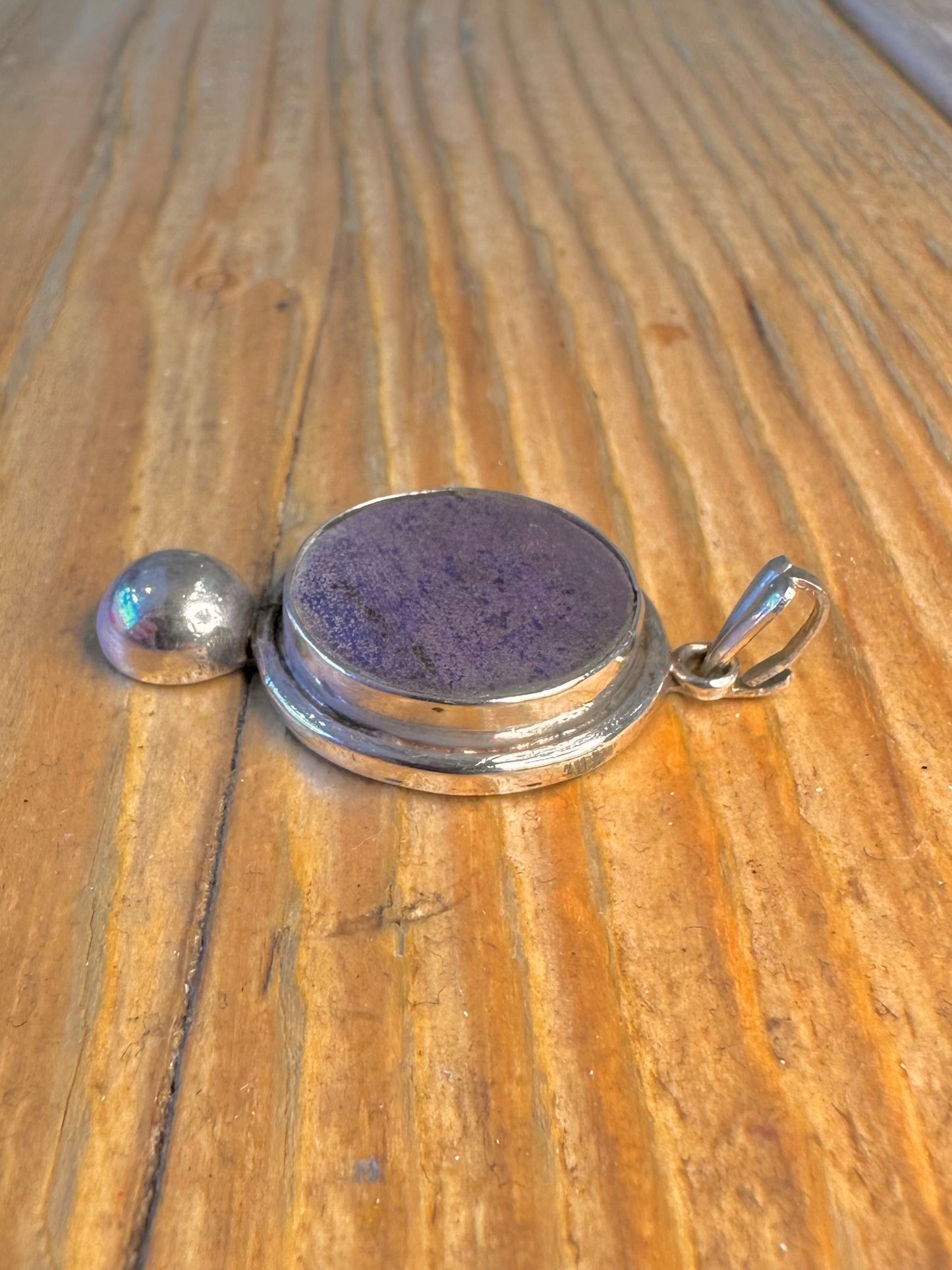 Lapis Circle and Silver Circle 925 Sterling Silver Pendant