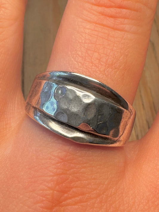 Vintage Hammered Dome 925 Sterling Silver Mexico Size Y Ring