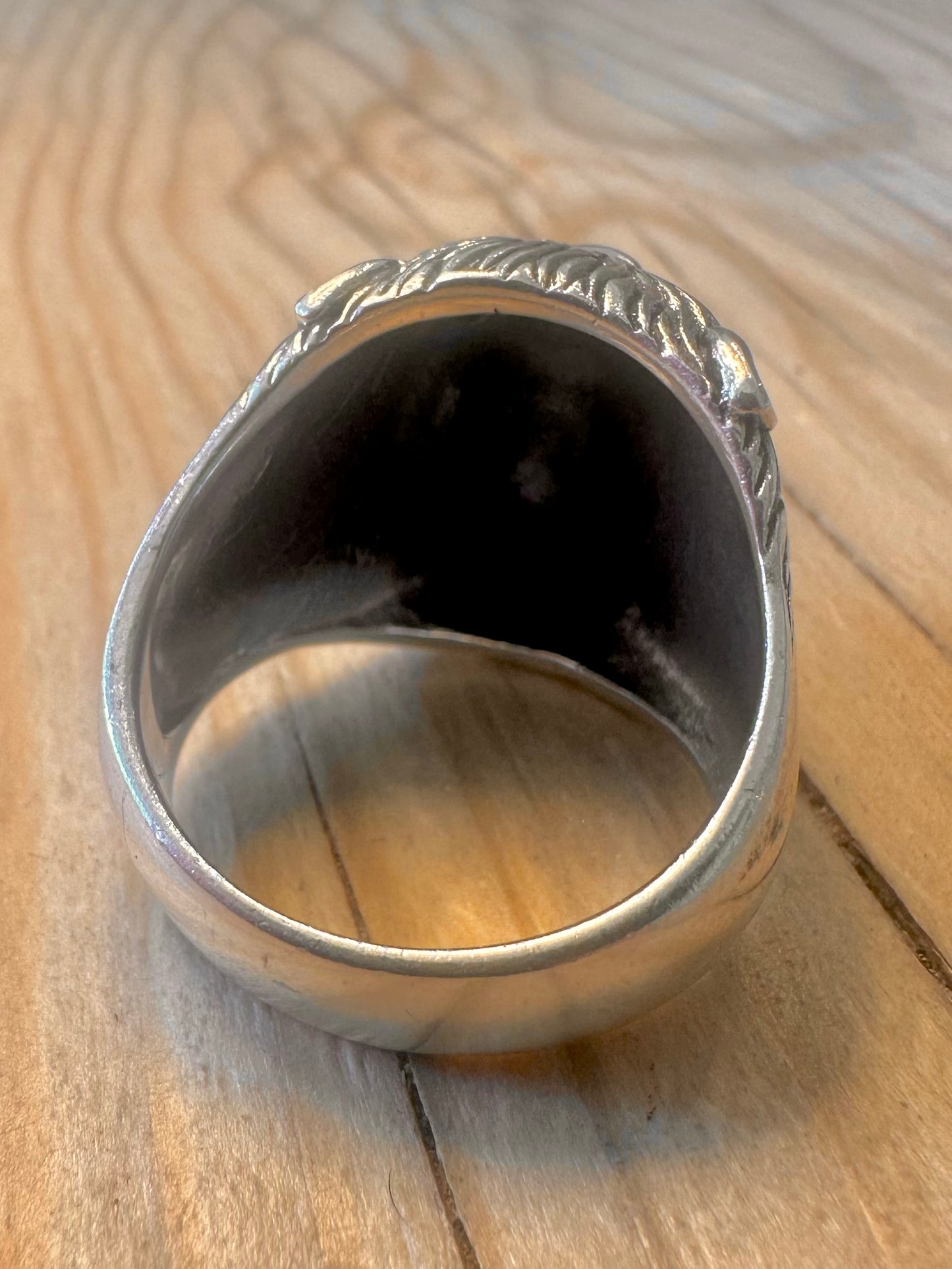 Vintage Native American Head Lion 925 Silver Size Z Ring