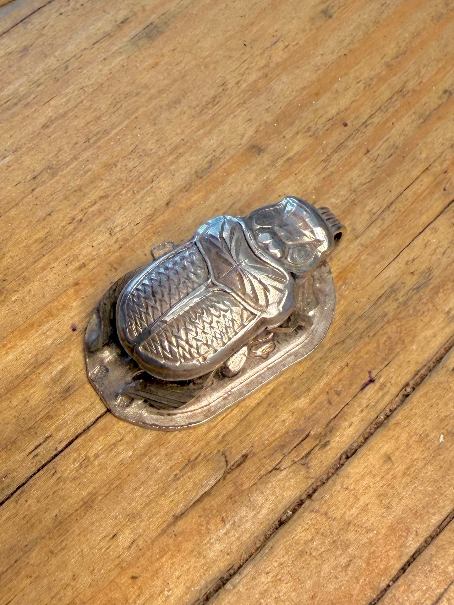 Large Egyptian Scarab 925 Sterling Silver Pendant
