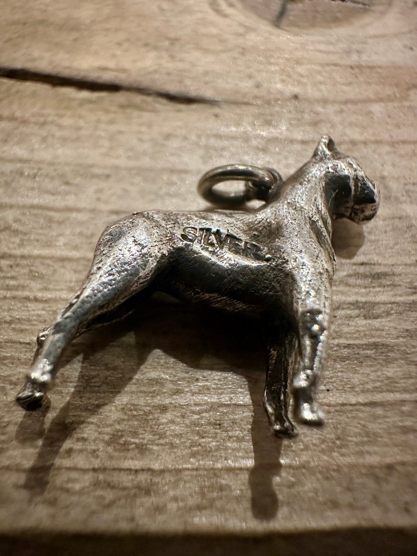 Vintage Boxer Dog Solid 925 Silver Charm Pendant