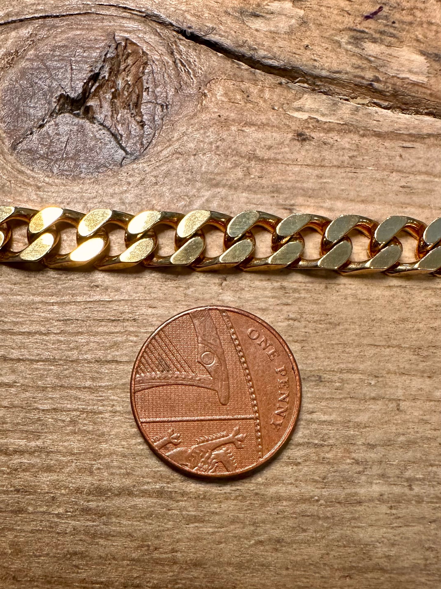 Vintage Curb Chain Gold On 925 Silver 7.9 inch Bracelet