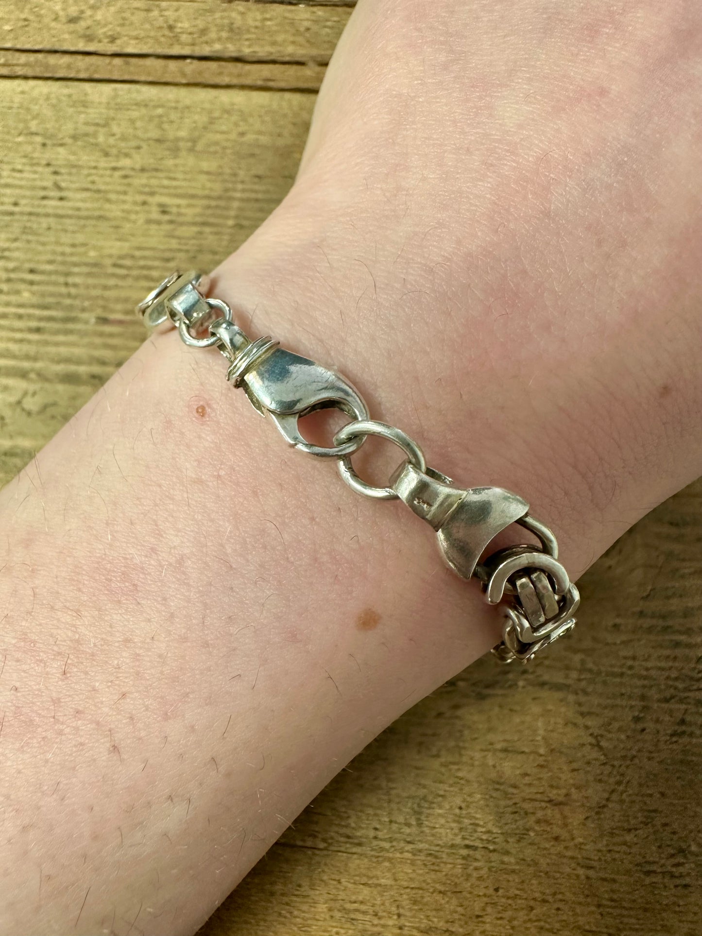 Modernist Byzantine Chain 925 Silver 9 inch Bracelet