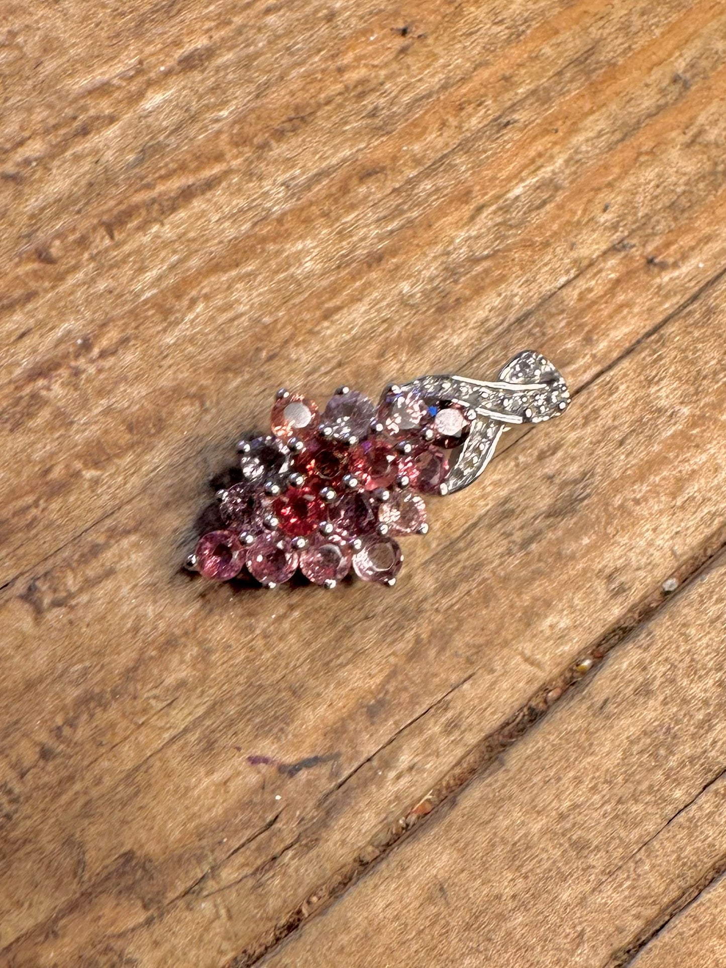 Multi Coloured Cluster 925 Sterling Silver Pendant