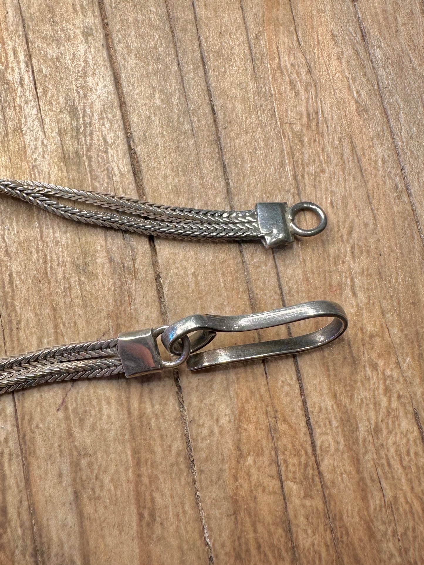 Vintage Moonstone Woven Link 925 Sterling Silver 7.1 inch Bracelet