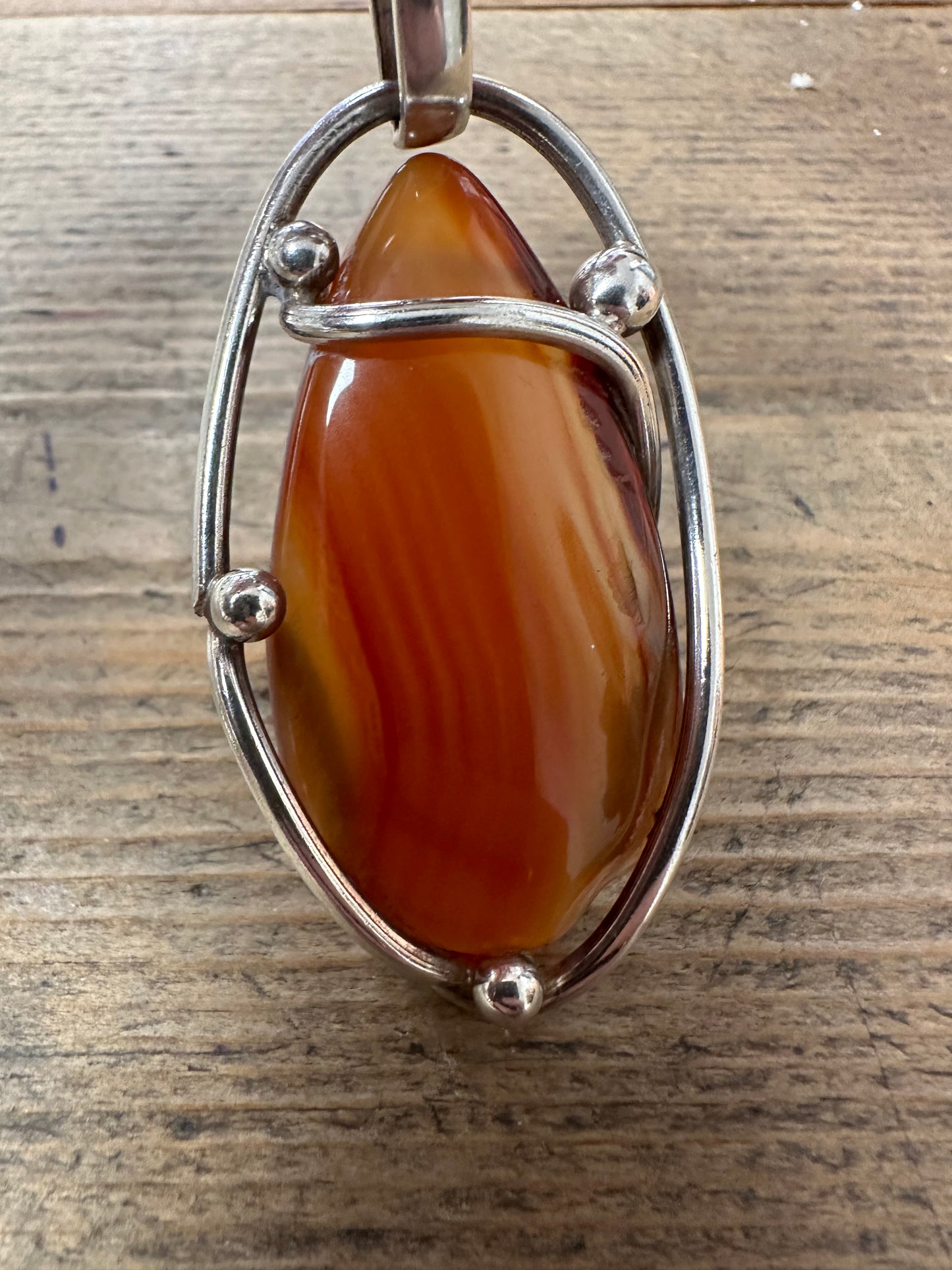 Modernist Carnelian Abstract 925 Silver Pendant