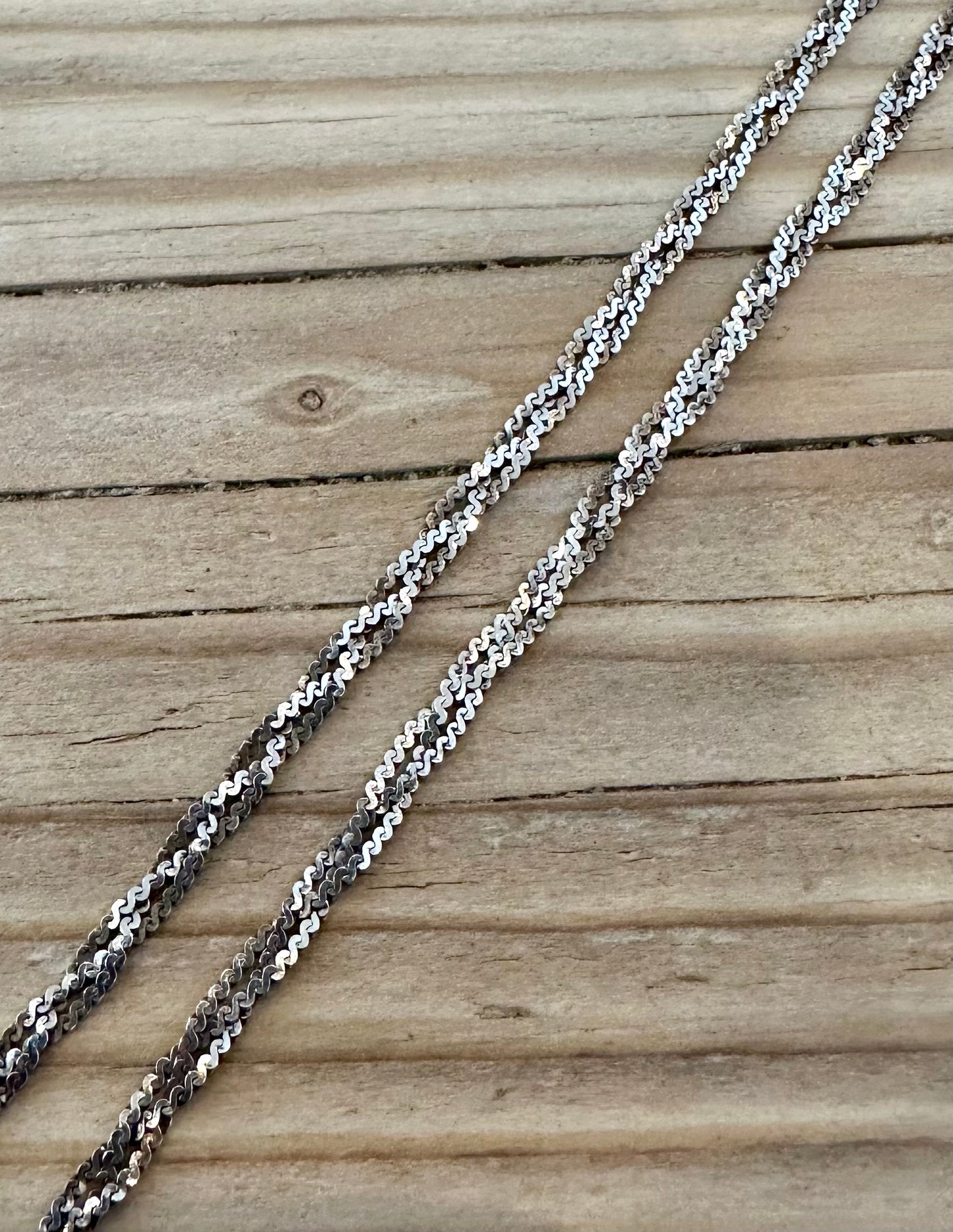 Vintage Italian Braided Herringbone 925 Silver 16.4 inch Necklace